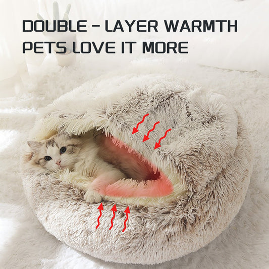 Luxurious Plush Round Cat Bed Cat Bed Round Soft Plush Burrowing Cave Hooded Cat Bed Donut For Dogs Cats - Semi - Enclosed For Cozy Warmth, Easy - Clean Durable Design, Ideal For Winter Comfort | Dog Toy from Globorislux